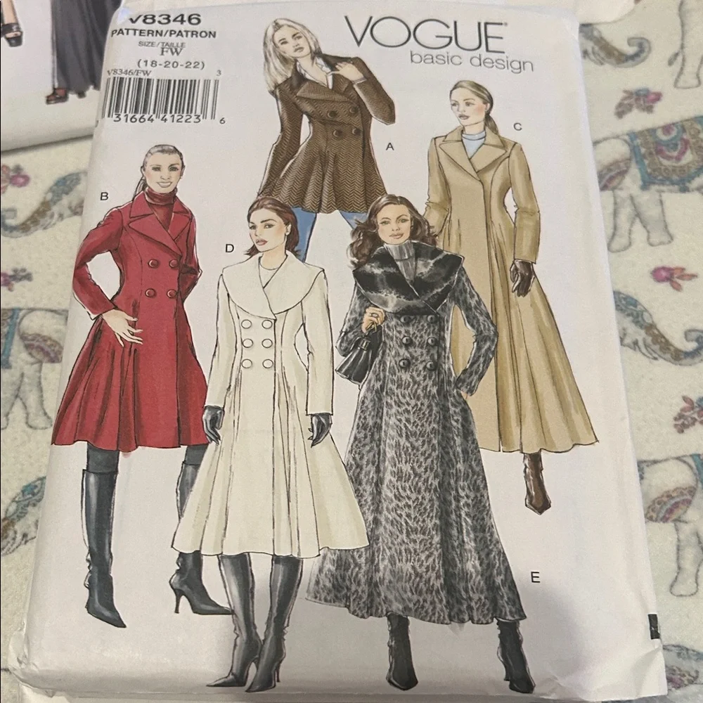 Vogue Fashion Patterns Collection with Red, Blue, and Gray Designs - Picture 5 of 7